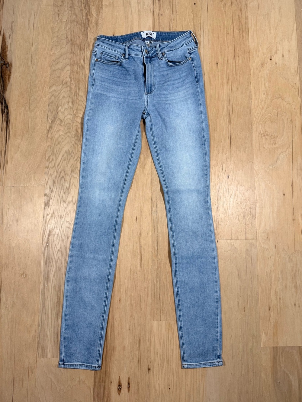 PAIGE High Rise Leggy Ultra Skinny Jeans Light Blue